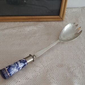 Antique Porcelain Handle Serving Spoon